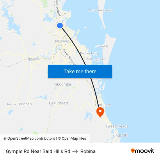 Gympie Rd Near Bald Hills Rd to Robina map