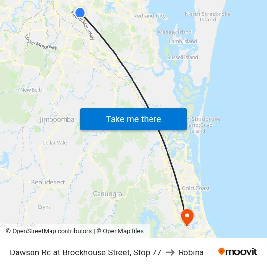 Dawson Rd at Brockhouse Street, Stop 77 to Robina map