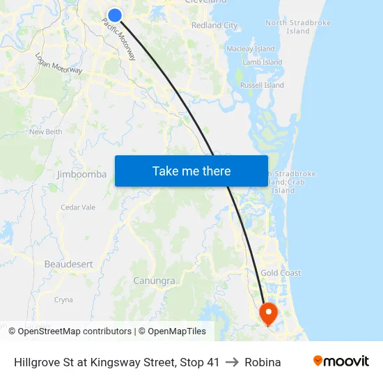 Hillgrove St at Kingsway Street, Stop 41 to Robina map
