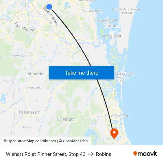 Wishart Rd at Pinner Street, Stop 43 to Robina map