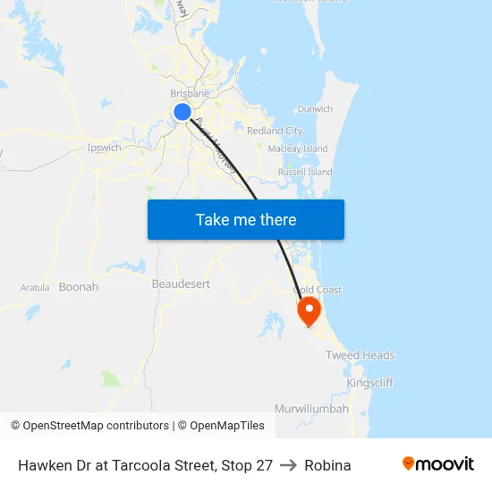 Hawken Dr at Tarcoola Street, Stop 27 to Robina map