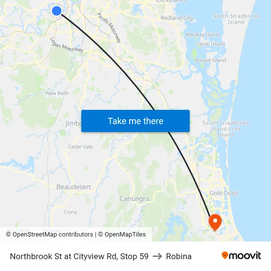 Northbrook St at Cityview Rd, Stop 59 to Robina map