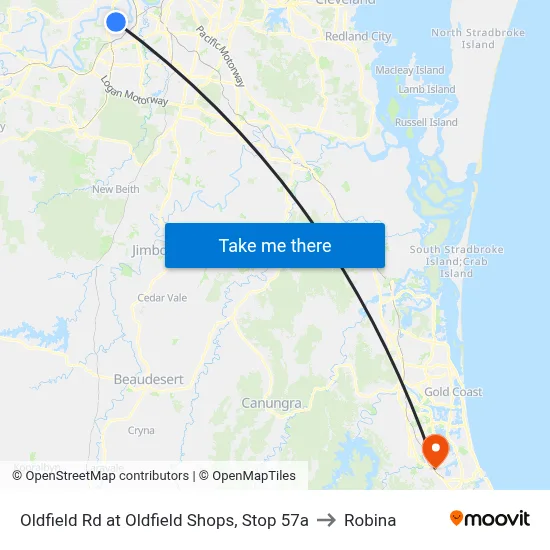 Oldfield Rd at Oldfield Shops, Stop 57a to Robina map