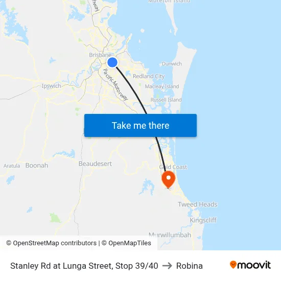 Stanley Rd at Lunga Street, Stop 39/40 to Robina map