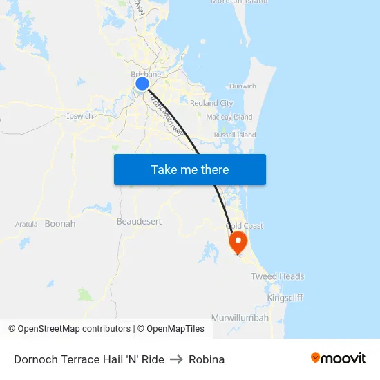 Dornoch Terrace Hail 'N' Ride to Robina map