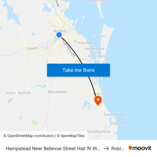Hampstead Near Bellevue Street Hail 'N' Ride to Robina map
