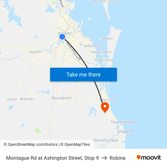 Montague Rd at Ashington Street, Stop 9 to Robina map