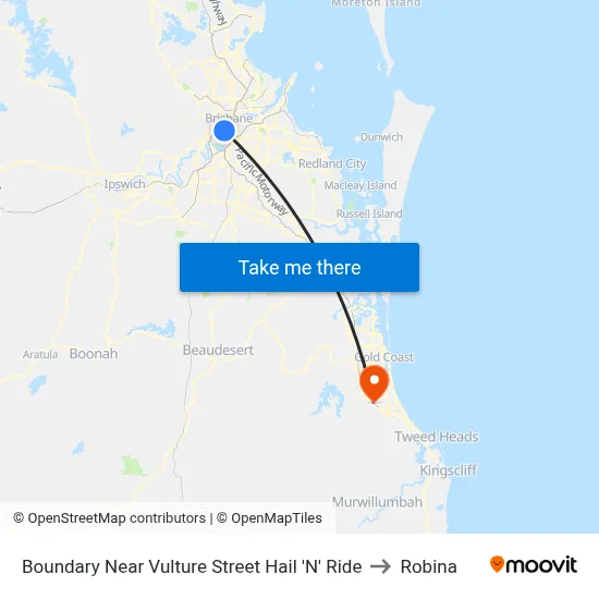 Boundary Near Vulture Street Hail 'N' Ride to Robina map