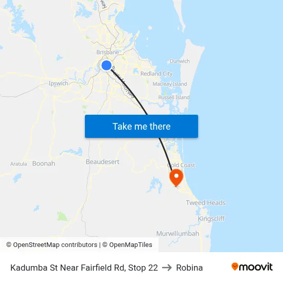 Kadumba St Near Fairfield Rd, Stop 22 to Robina map