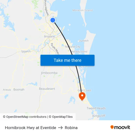 Hornibrook Hwy at Eventide to Robina map