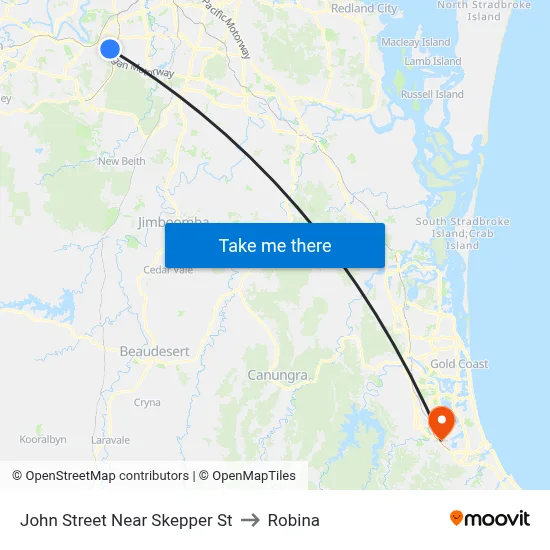 John Street Near Skepper St to Robina map