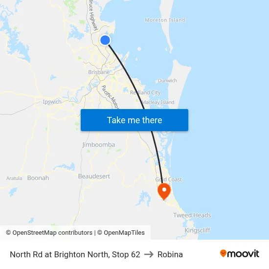 North Rd at Brighton North, Stop 62 to Robina map