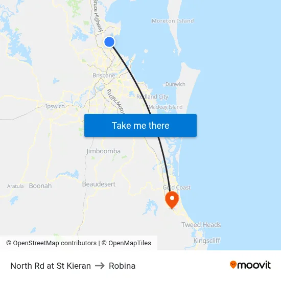 North Rd at St Kieran to Robina map