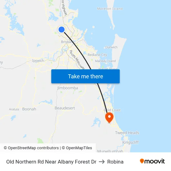 Old Northern Rd Near Albany Forest Dr to Robina map
