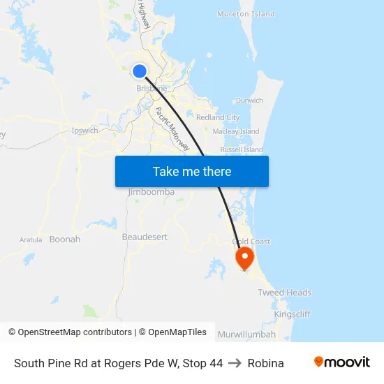 South Pine Rd at Rogers Pde W, Stop 44 to Robina map