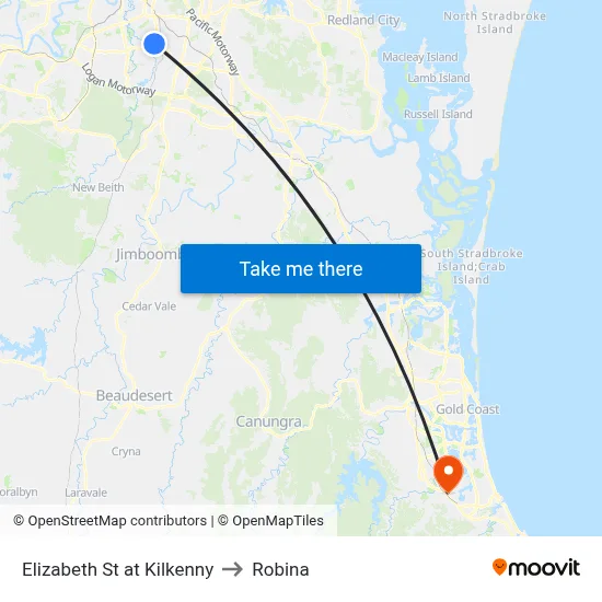 Elizabeth St at Kilkenny to Robina map