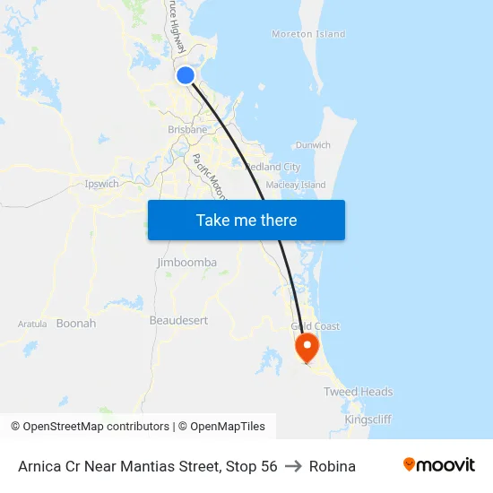 Arnica Cr Near Mantias Street, Stop 56 to Robina map