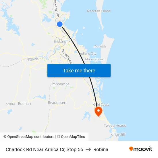 Charlock Rd Near Arnica Cr, Stop 55 to Robina map