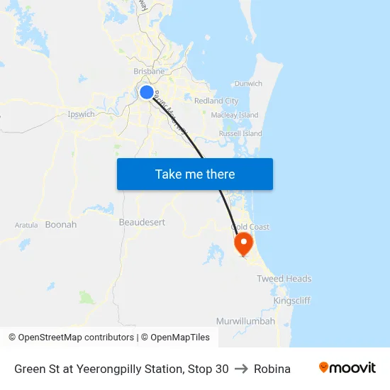 Green St at Yeerongpilly Station, Stop 30 to Robina map