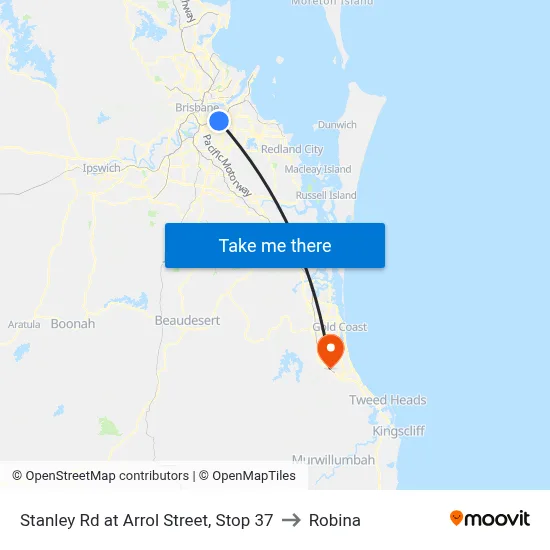 Stanley Rd at Arrol Street, Stop 37 to Robina map