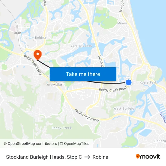 Stockland Burleigh Heads, Stop C to Robina map