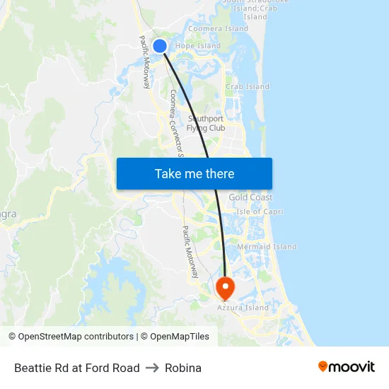 Beattie Rd at Ford Road to Robina map