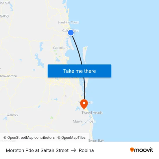 Moreton Pde at Saltair Street to Robina map