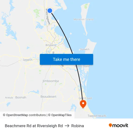 Beachmere Rd at Riversleigh Rd to Robina map