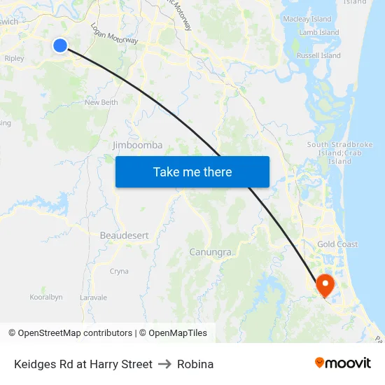 Keidges Rd at Harry Street to Robina map