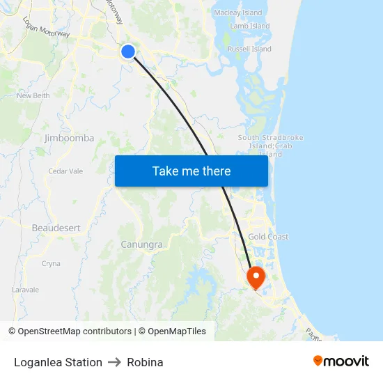 Loganlea Station to Robina map
