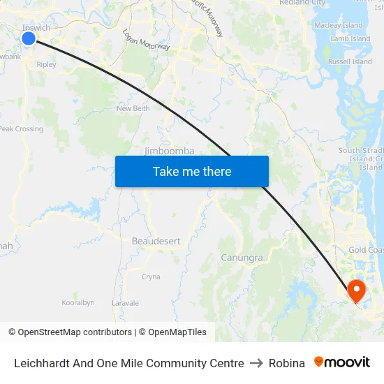 Leichhardt And One Mile Community Centre to Robina map