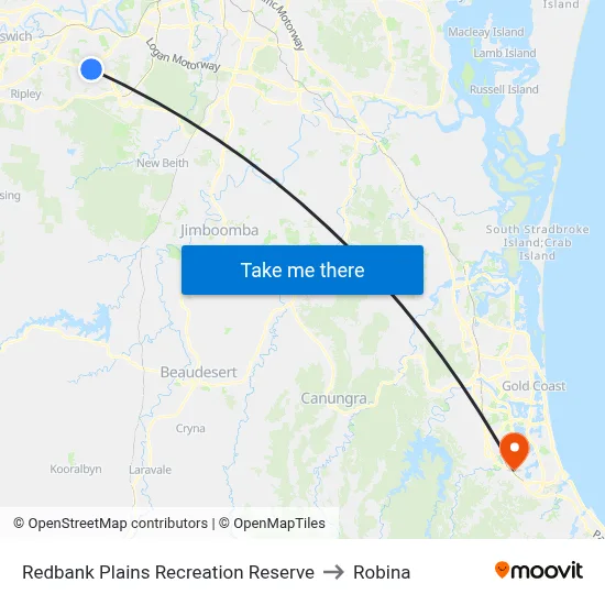 Redbank Plains Recreation Reserve to Robina map