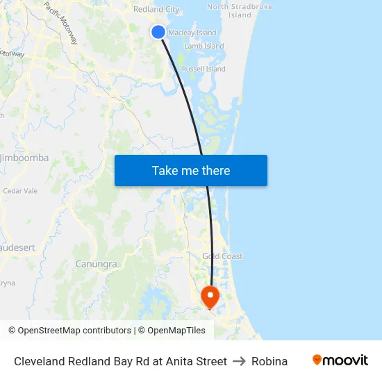 Cleveland Redland Bay Rd at Anita Street to Robina map
