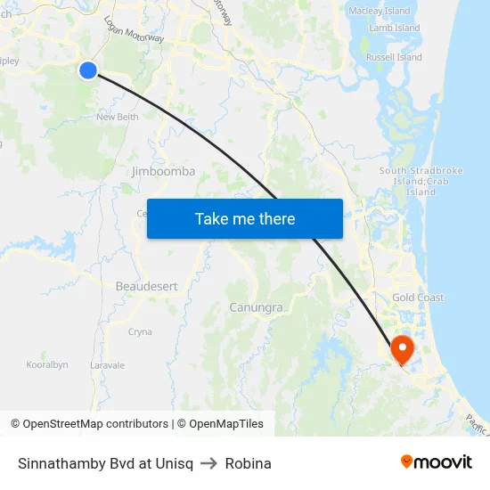 Sinnathamby Bvd at Unisq to Robina map