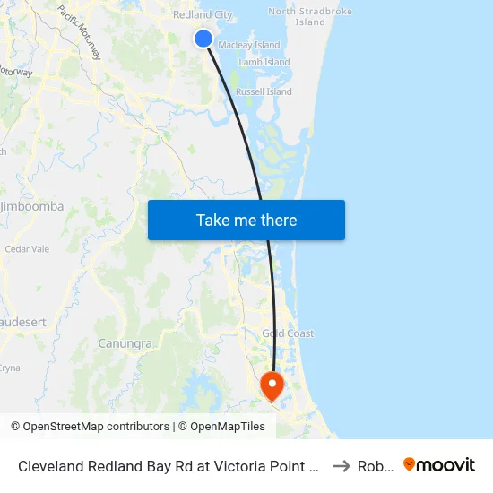 Cleveland Redland Bay Rd at Victoria Point High School to Robina map