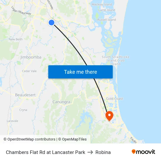 Chambers Flat Rd at Lancaster Park to Robina map
