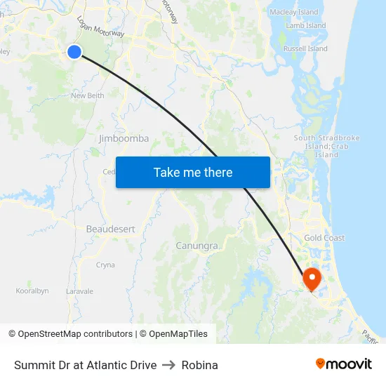 Summit Dr at Atlantic Drive to Robina map