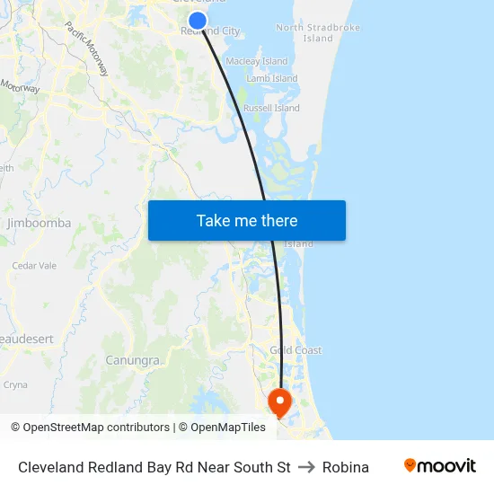 Cleveland Redland Bay Rd Near South St to Robina map