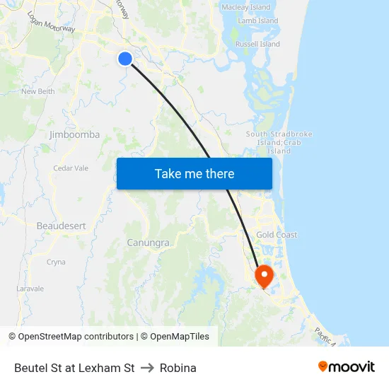 Beutel St at Lexham St to Robina map