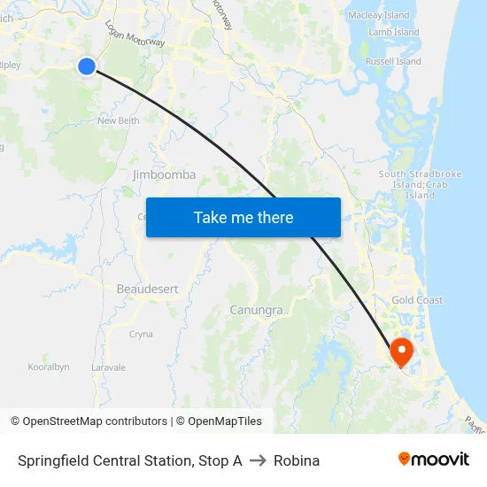 Springfield Central Station, Stop A to Robina map