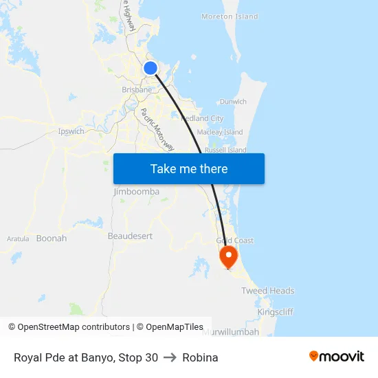 Royal Pde at Banyo, Stop 30 to Robina map