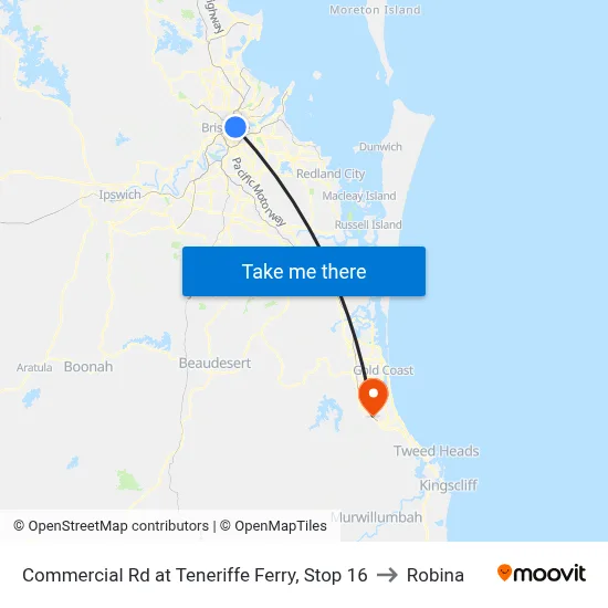 Commercial Rd at Teneriffe Ferry, Stop 16 to Robina map