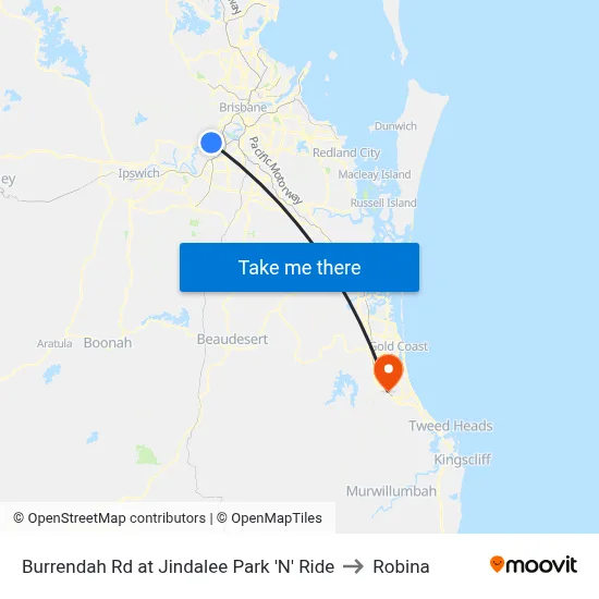 Burrendah Rd at Jindalee Park 'N' Ride to Robina map