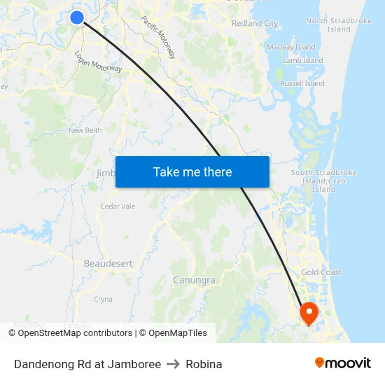 Dandenong Rd at Jamboree to Robina map