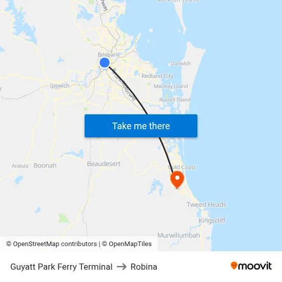 Guyatt Park Ferry Terminal to Robina map