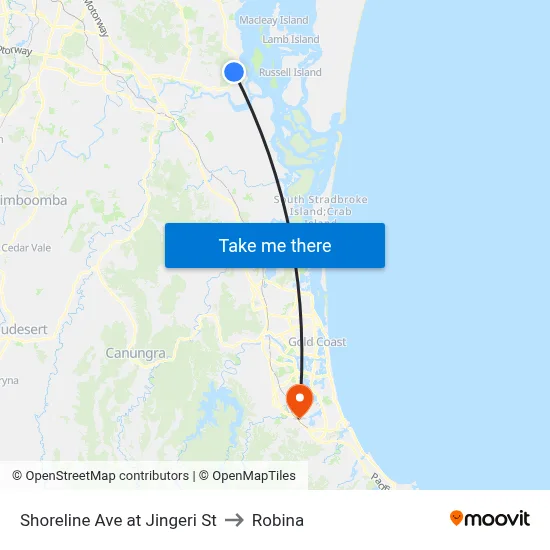 Shoreline Ave at Jingeri St to Robina map