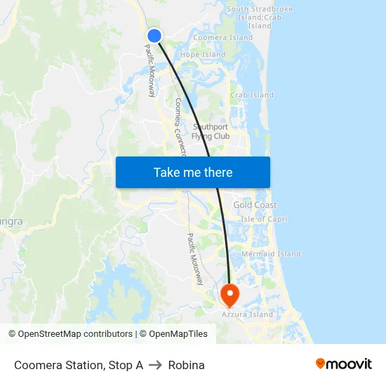 Coomera Station, Stop A to Robina map
