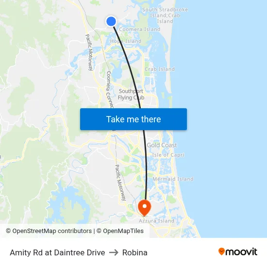 Amity Rd at Daintree Drive to Robina map
