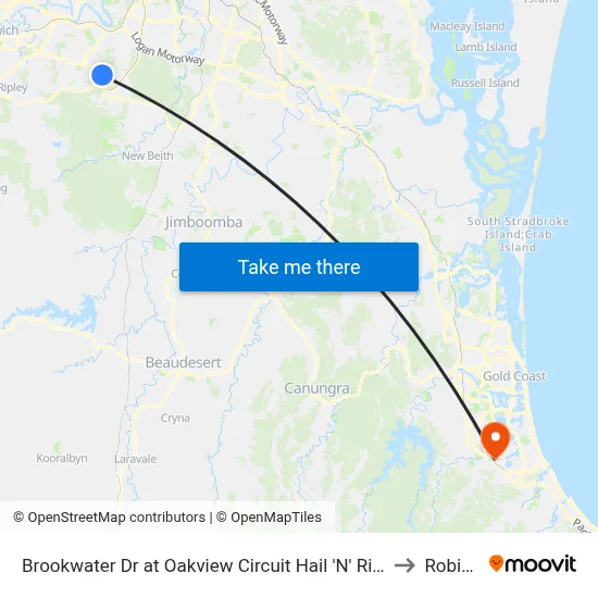 Brookwater Dr at Oakview Circuit to Robina map