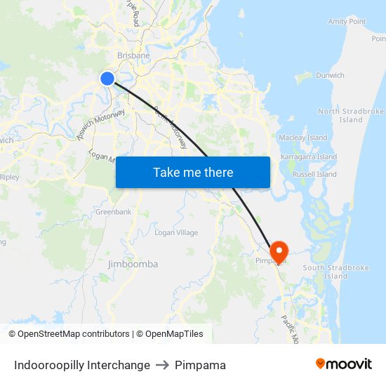 Indooroopilly Interchange to Pimpama map